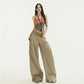 Stitching Waist Head Plaid Casual Pants Loose Wide-leg Pants