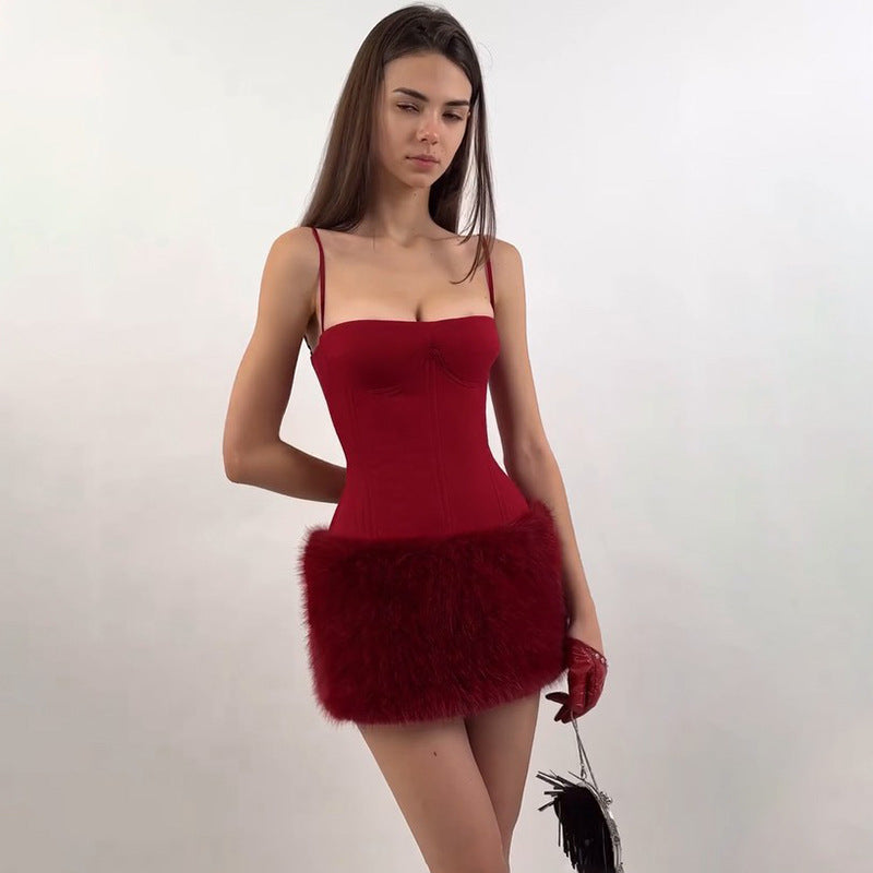 Robe fourreau sexy à bretelles spaghetti et enveloppante pour la poitrine, style européen et américain, idéal pour Noël et le Nouvel An