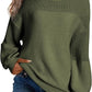 Solid Color Lantern Sleeve Pullover Round Neck Sweater