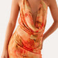 Womens Dress New Style Boat Neck One-Shoulder Crossbody Sexy Printed Dress