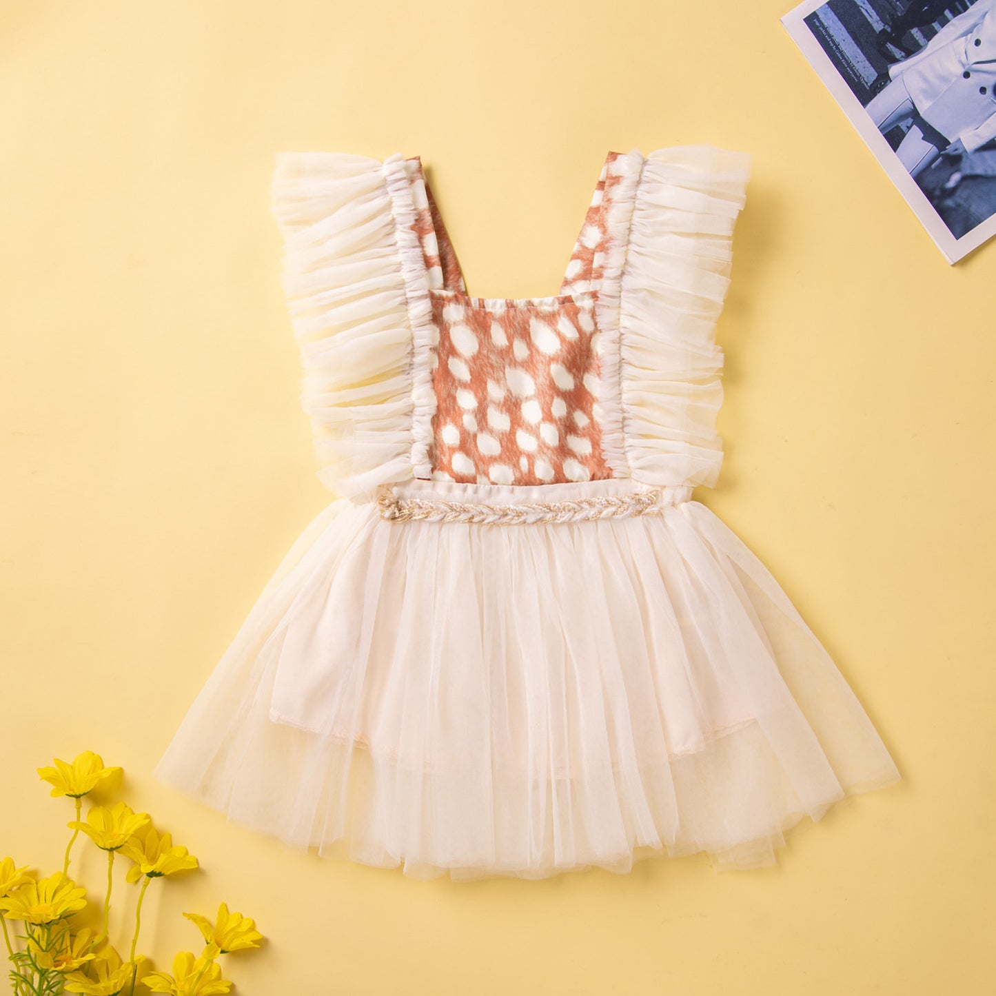 Robe à bretelles spaghetti en maille à imprimé léopard pour fille