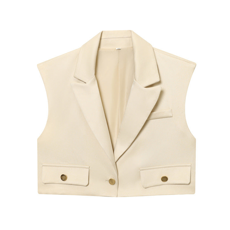 Fashion Short Lapel Vest Wide-leg Pants
