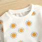 Printed Small Sun Rib Neckline T-shirt Denim Strap