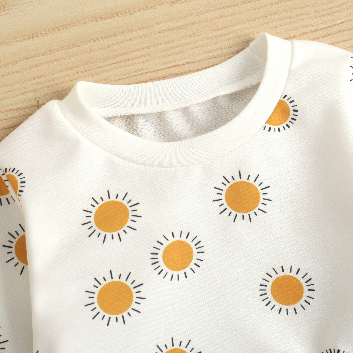 Printed Small Sun Rib Neckline T-shirt Denim Strap