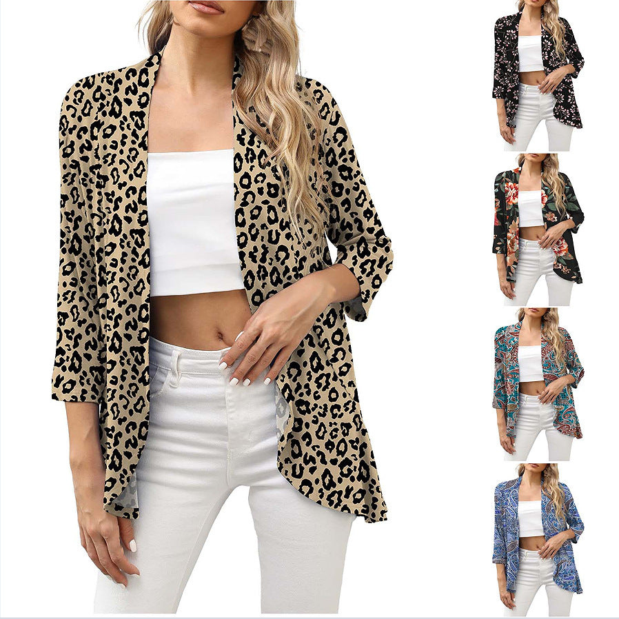 European And American Leisure Printed Knitted Cardigan