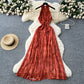 French Vintage Style High-grade Blooming Halter Sleeveless Dress