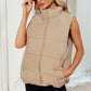 Gilet sans manches en coton rembourré thermique à col montant pour femme
