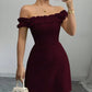 American Retro Socialite Off-neck Temperament Adult Lady Like Woman Design Sense Hip-wrapped Short Dress