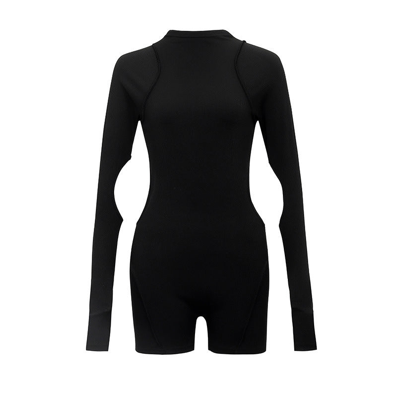 Niche Waist Hollow Long-sleeved Ladies Bodysuit