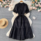 Women's Temperament Fashion Waist-slimming Hollow Bubble Short-sleeved Dress