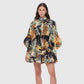 Robe à manches bouffantes et col montant, style vintage australien