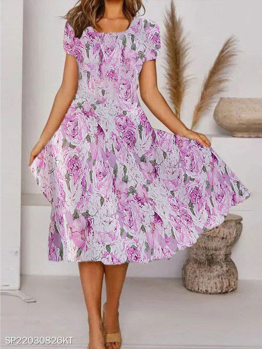 Summer Urban Casual Short Sleeve Round Neck Loose Women's Dress