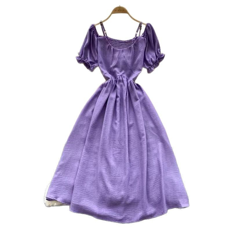 Sweet Designer-style Cutout Halterneck Off-shoulder Dress
