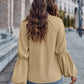 Solid Color And V-neck Loose Casual Women's Top