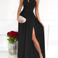 Women's One Shoulder High Split Cutout Sleeveless Elegant Cocktail Maxi Dress