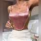 Women's Contrasting Color Patchwork Waistband Bone Suit