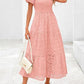 Square Collar Puff Sleeve Pleating Mesh Short Sleeve Dress