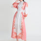 Robe trapèze d'été à col rond et manches longues, taille élastique et simple boutonnage pour femme
