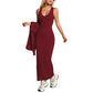 Elegant Commuter-style Light Mature Knitted Slip Dress Two-piece Set