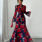 Elegant Style Printed Long-sleeved Dress For Women