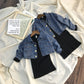 Girls Set Denim Jacket Coat Plus Dress
