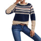 Pull à col rond pour femme, style européen et américain, tricot classique à rayures assorties
