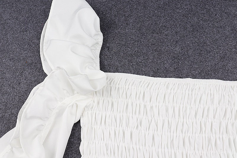 Women's Irregular Pleated Ruffled Long Sleeve Top