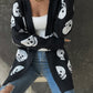 Women's Fashion Casual Halloween Skull Jacquard Knitted Long Sleeve Cardigan