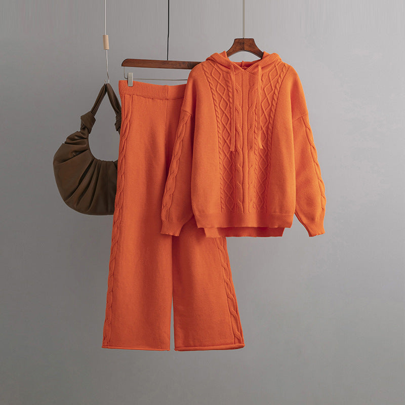 Draping Wide-leg Trousers Twist Two-piece Suit Fashion