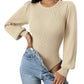 Combinaison moulante à col rond et manches bouffantes pour femme