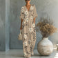 Waist-cinched V-neck Printed Womens Jumpsuit