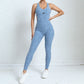 Dance Belly Contracting Peach Hip Sports Stretch Tight Jumpsuit