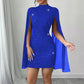 Womens Sequin-embellished Shawl-sleeve Dress With Long Sleeves