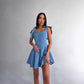 Fashion Square Collar Lace Up Fishbone Waist Dress