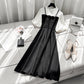 Bubble Sleeves Hepburn Little Black Lace Splice Dress