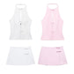Bowknot Decoration Hanging Collar Top Skirt
