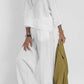Ensemble pantalon large décontracté en coton et lin pour femme, manches courtes