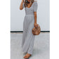 New Round Neck Short Sleeve Long Jumpsuit