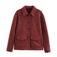 Elegant Single-breasted Lapel Double Pocket Long Sleeve Coat