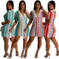Knitted Cardigan Hollow Gradient Contrast Dress