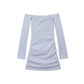 New Summer Off-shoulder Pleated Decorative Short Dress