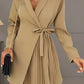 Solid Color Pleated Suit Jacket Dress