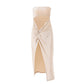 Tube Top Hollow-out Twisted Split Dress