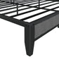 Full Size Bed Frame With Charging Station, Upholstered Headboard, Metal Platform, Grey