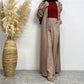 Fashion Printed Satin Full Button Long Cardigan And Pocket Pants Set