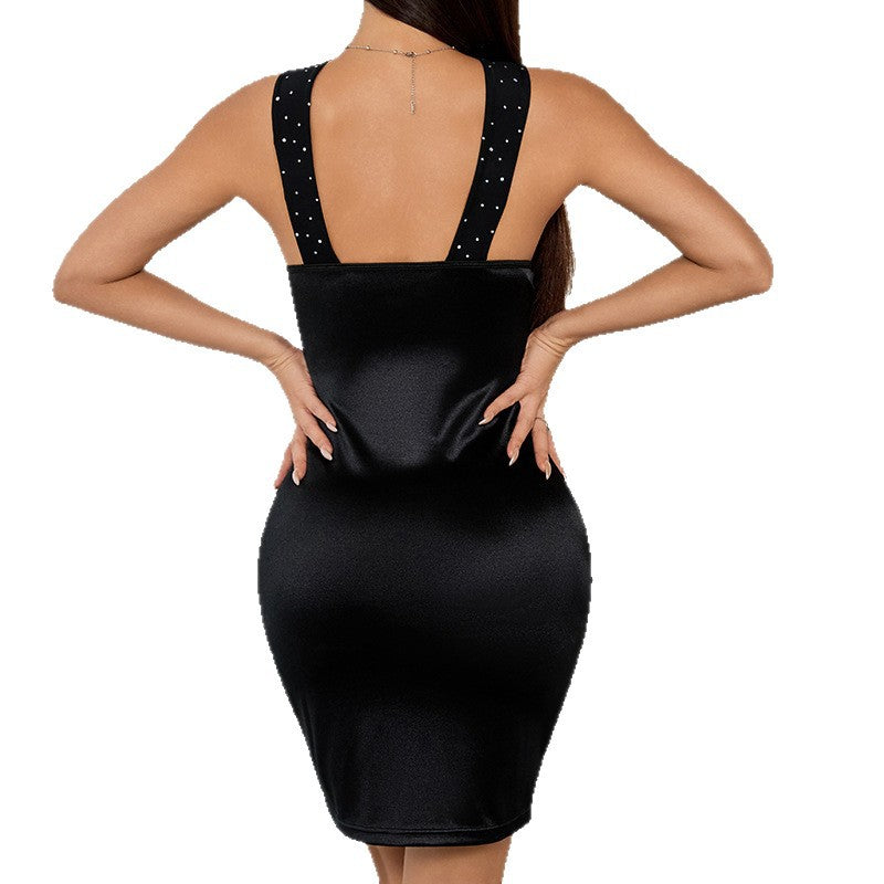 Sexy Sequined Butt-hugging Tight Cross Halter Dress