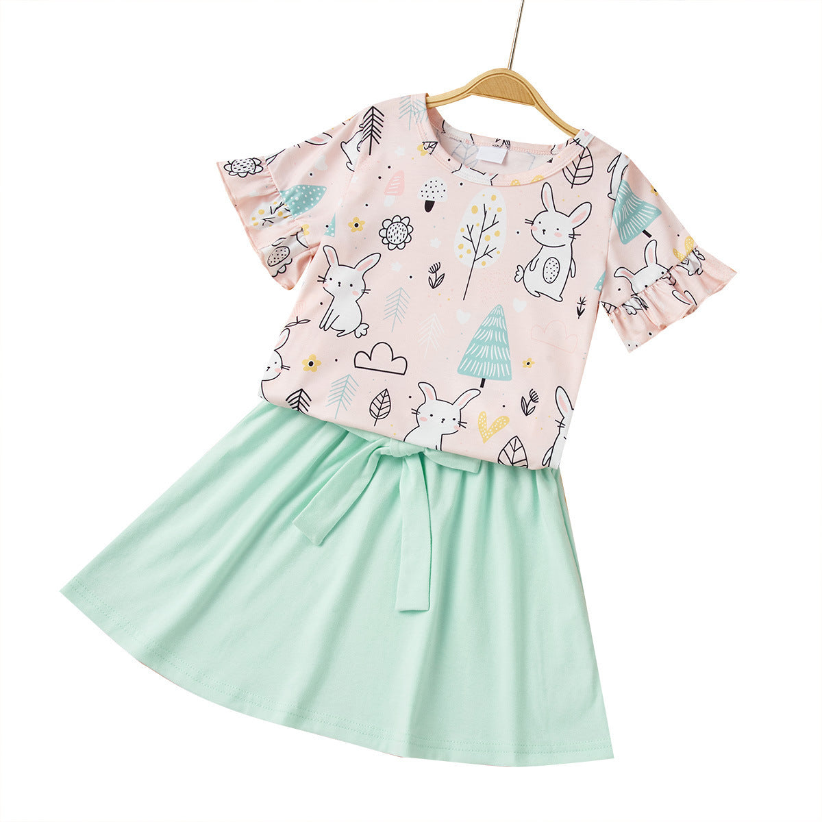 Ensemble t-shirt et jupe de Pâques pour filles européennes et américaines