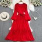 Retro-style Fashionable Dress With Lantern Sleeves For A Slimming Effect