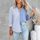 Striped Contrast Print Long-sleeved Cardigan