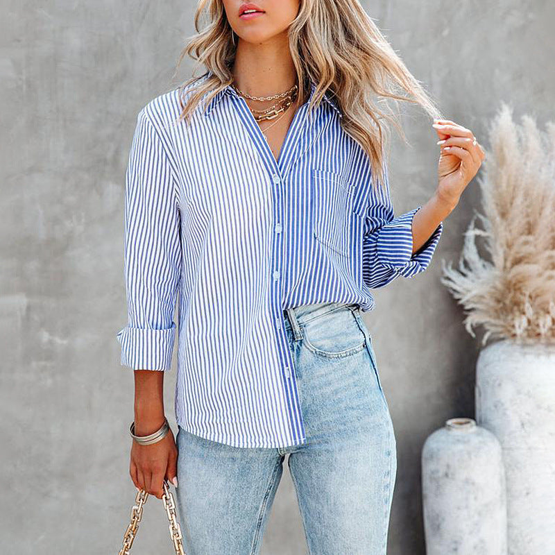 Striped Contrast Print Long-sleeved Cardigan